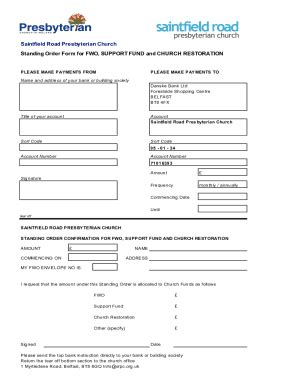 Fillable Online Standing Order Form Xls Fax Email Print Pdffiller