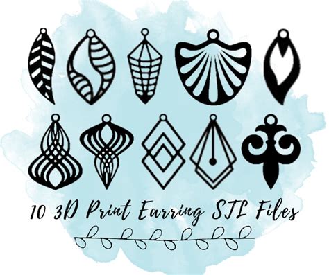 10 Earring Pairs STL Printing Files Pack Printable 3D Printed Teardrop