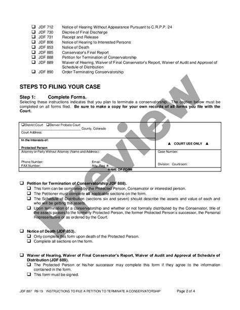 Colorado Instructions To File A Petition To Terminate Conservatorship