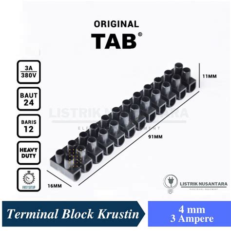 Jual Terminal Block Krustin Ampere Ampere Warna Hitam Merek Tab