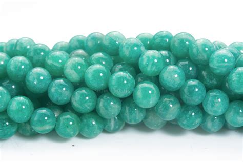 Russian Amazonite Round Beads Natural Deep Green Amazonite Etsy