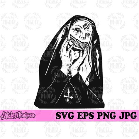 Scary Horror Nun Svg Creepy Demonic Evil Sister Clipart Etsy