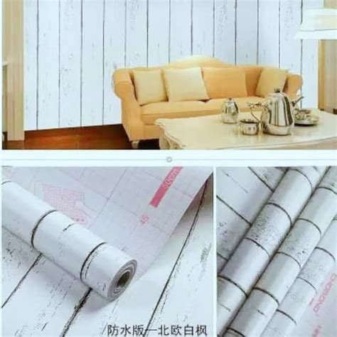 Jual Wallpaper Dinding Putih Salur Premium M X Cm Kayu Putih Hitam