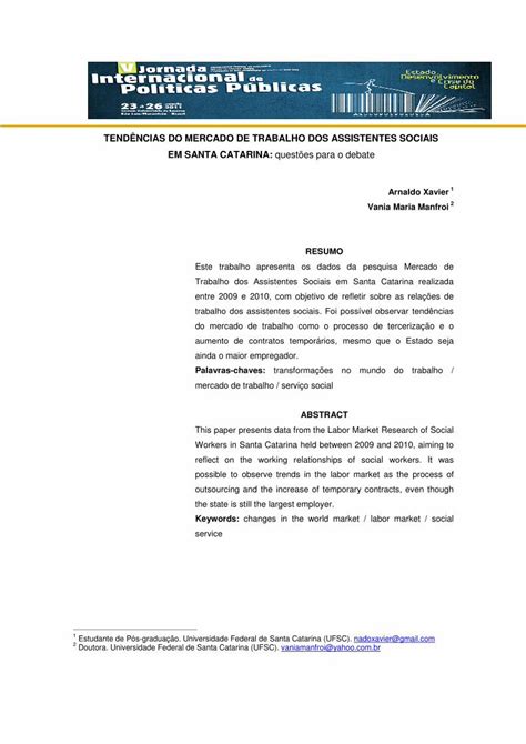 PDF 312NCIAS DO MERCADO DE TRABALHO DOS ASSISTENTES A relevância