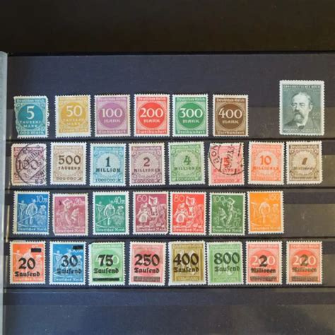 OLD GERMANY GERMAN EMPIRE Postage Stamps 1920s Surcharged Overprinted ...