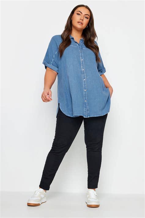 Yours Plus Size Blue Chambray Shirt Yours Clothing