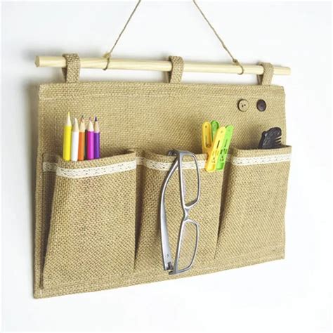 Natural Jute 10 Soft Pockets Storage Hanging Wall Organizer Buy Natural Jute Hanging Organizer