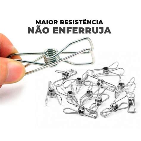 Prendedor De Roupa Pregador Varal Aço Inox Reforçado Kit 12 Unidades