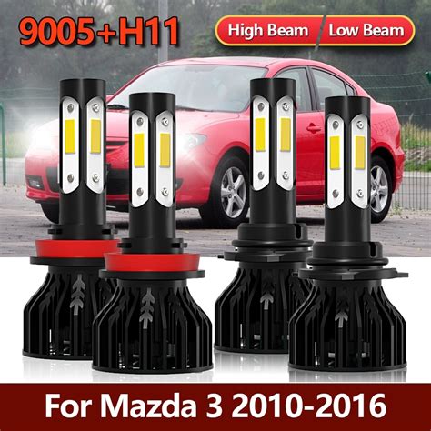 4x LED 9005 HB3 H11 Headlight Bulbs High Low Combo Lights Four Sides