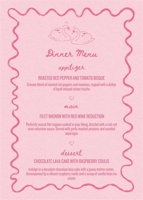 Galentine S Day Menu Template For Perfect Tablescape