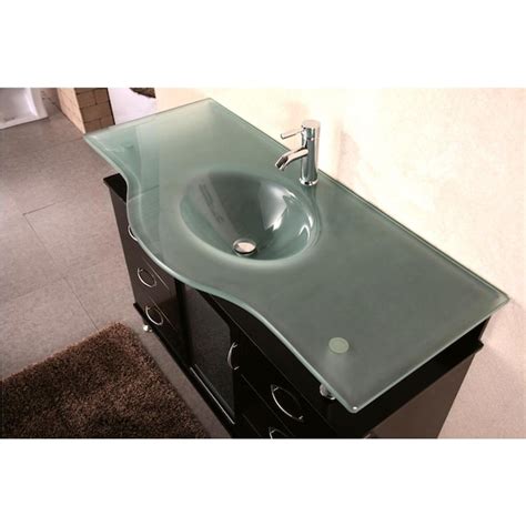 Design Element Huntington 48 In Espresso Single Sink Bathroom Vanity With Aqua Tempered Glass