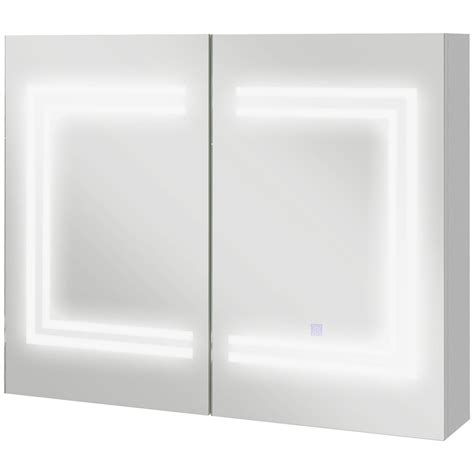 kleankin Armario de Baño con Espejo y Luz LED Mueble de Baño Colgante