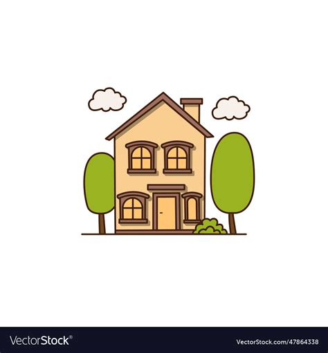 Asymmetrical yellow house icon Royalty Free Vector Image