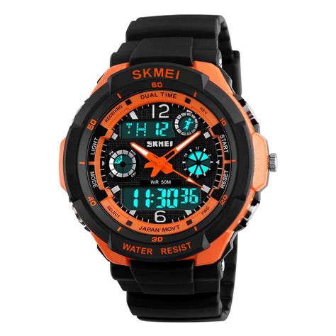 SKMEI Mens LED Digital Analog Alarm Waterproof Sport Army Watch