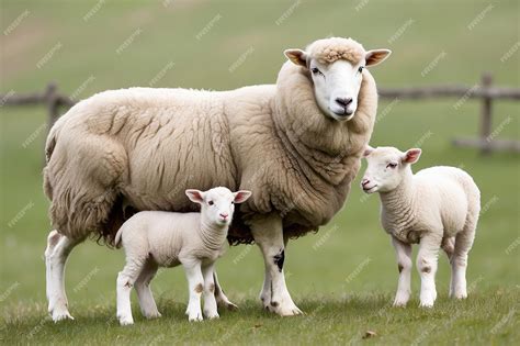 Premium Photo Ewe Sopravissana Sheep With Her Lambs Isolated On White