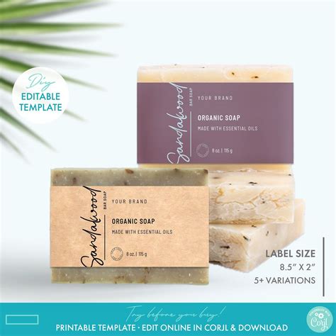 Diy Elegant Bar Soap Label Template Printable Feminine Soap Packaging