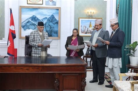 Pm Oli Administers Oath To Three University Vice Chancellors The