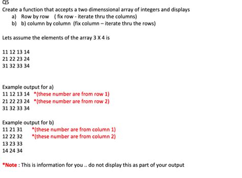 Q5 Create A Function That Accepts A Two Dimenssional Chegg