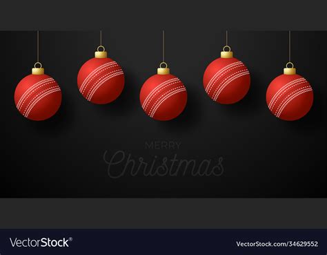 Merry christmas cricket greeting card hang Vector Image