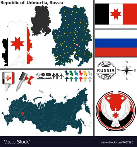 map  republic  udmurtia royalty  vector image