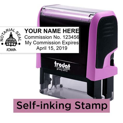 Iowa Notary Pink Stamp Rectangle Simply Stamps