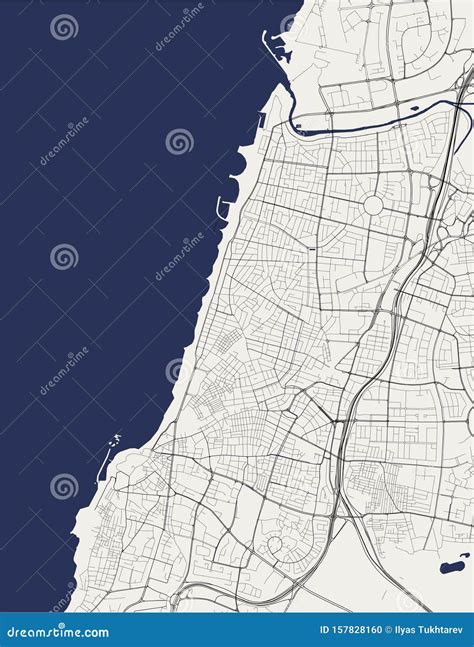 Map Of The City Of Tel Aviv Yafojaffa Israel Stock Illustration