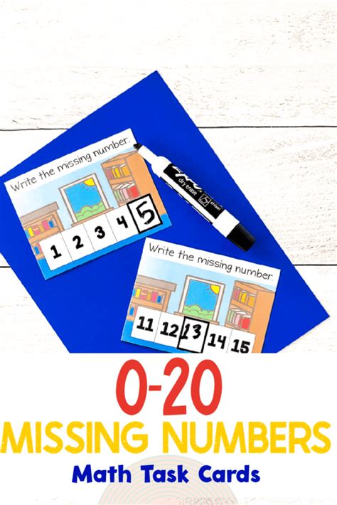 Free Printable Missing Numbers 1 20 Math Task Cards