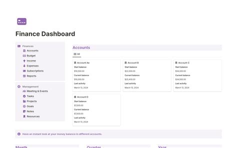 Finance Dashboard Notion Template