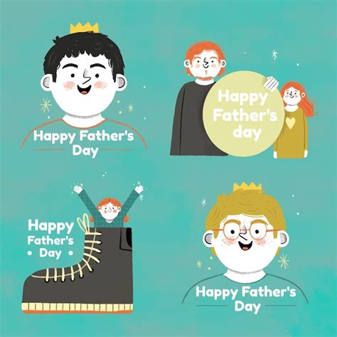 Premium Vector Hand Drawn Father S Day Badge Collection