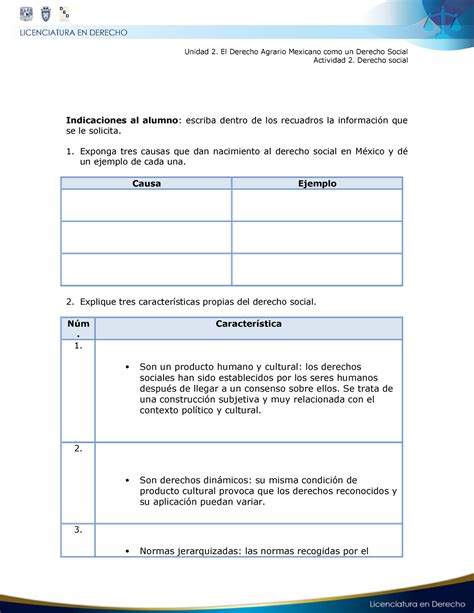 Actividad 2 U2 Tarea Derecho Agrario Unidad 2 El Derecho Agrario