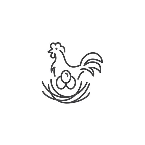 Hen On The Nest Farm Chicken With Eggs Vector Logo Icon Template