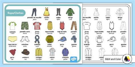 Clothes Word Mat In Spanish English Hecho Por Educadores