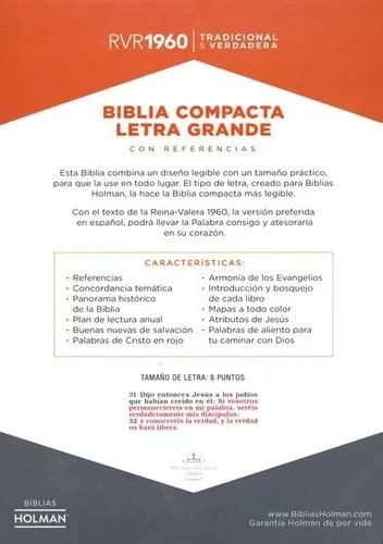 Biblia Compacta Letra Grande Rvr Imitaci N Piel Marr N Con Solapa