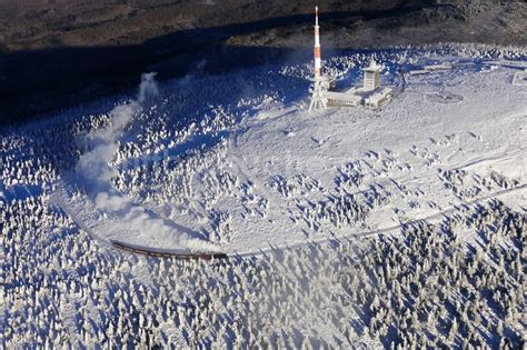 Schierke Aus Der Vogelperspektive Winterluftbild Funkturm Und