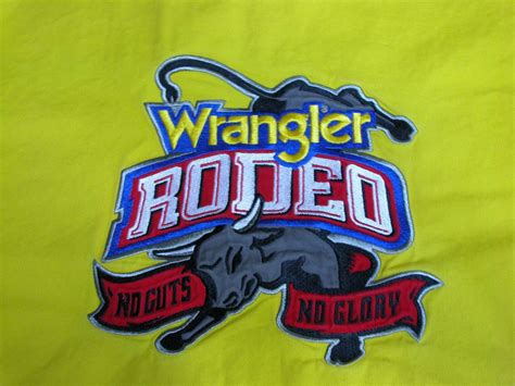 Wrangler Rodeo No Guts No Glory Embroidered Patch Mens Western Yellow