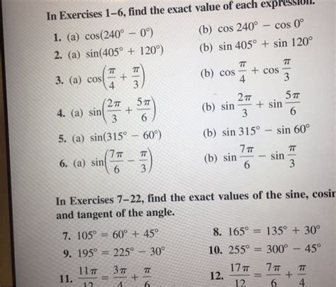 Solved In Exercises 1 6 Find The Exact Value Of Each Chegg