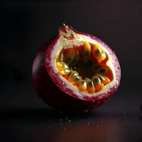 Premium Ai Image Passion Fruit On A Black Background Passion Fruit On A Black Background