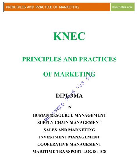 Principles And Practice Of Marketing Knec Pdf Notes Pdf Ebooks