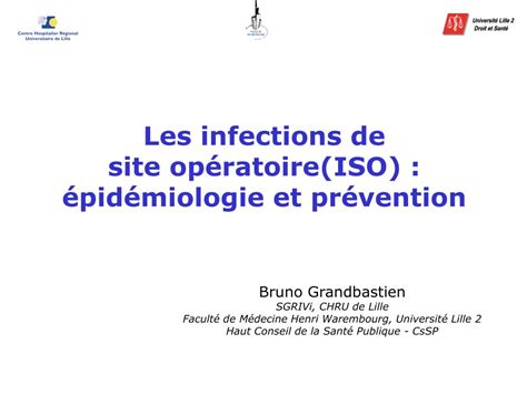 PPT Les infections de site opératoire ISO épidémiologie et