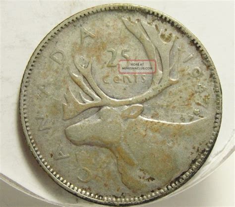 1947 25c Canada 25 Cents Silver Maple Leaf Canadian Quarter 4375