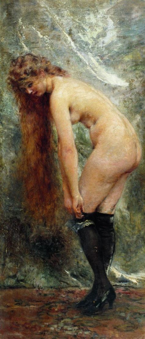 Nude In Black Stockings Painting Konstantin Yegorovich Makovsky Oil