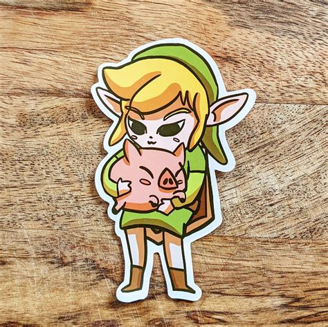 Large Sticker Toon Link With Pig From Wind Waker The Legend Etsy