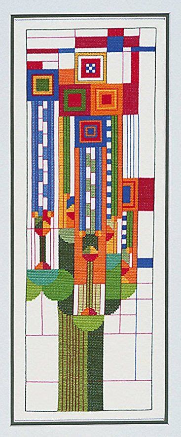 Frank Lloyd Wright Saguaro Forms And Cactus Flowers Window Stained Glass Cross Stitch Design