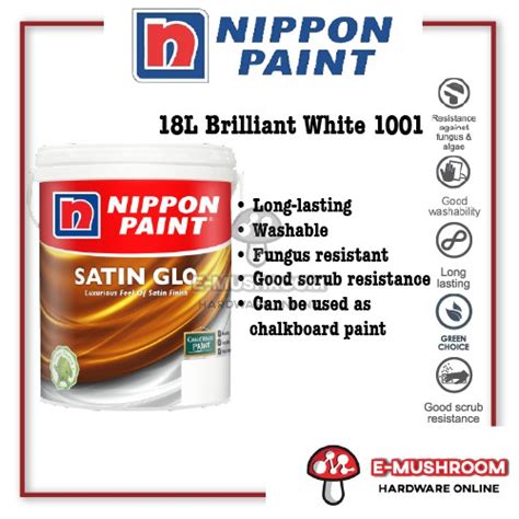 L Nippon Paint Satin Glo Brilliant White Cat Kilat Shopee Malaysia