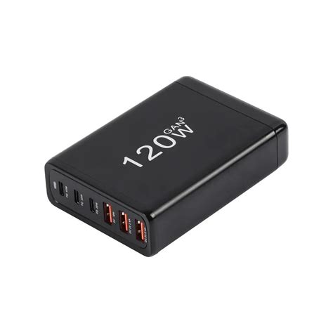 Foztech 120w 6 Port Gan Usb C Pd3 0 Desktop Charger Qc3 0 Black