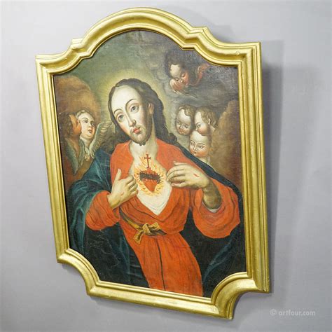 Unknown - the sacred heart of Jesus, oil painting on canvas 18th century