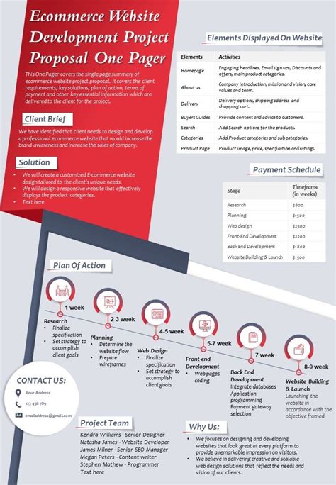 Ecommerce Website Development Project Proposal One Pager Presentation Report Infographic Ppt Pdf