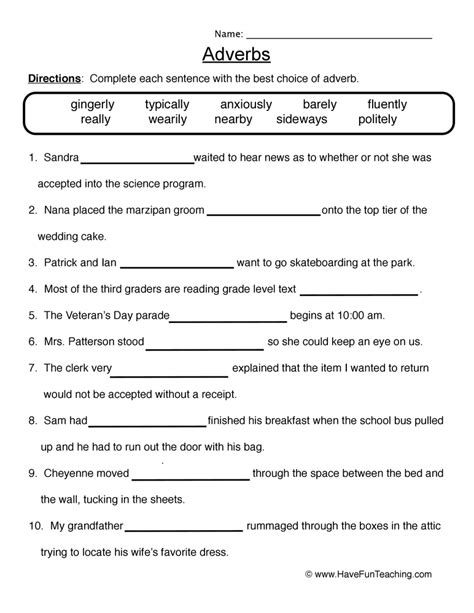 Adverb Worksheets Ks Adverbworksheets Net