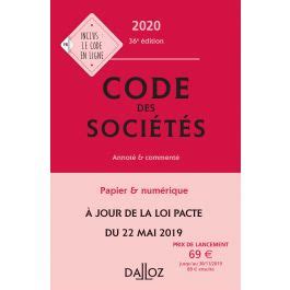 Code des sociétés 2020 annoté et commenté Codes Dalloz