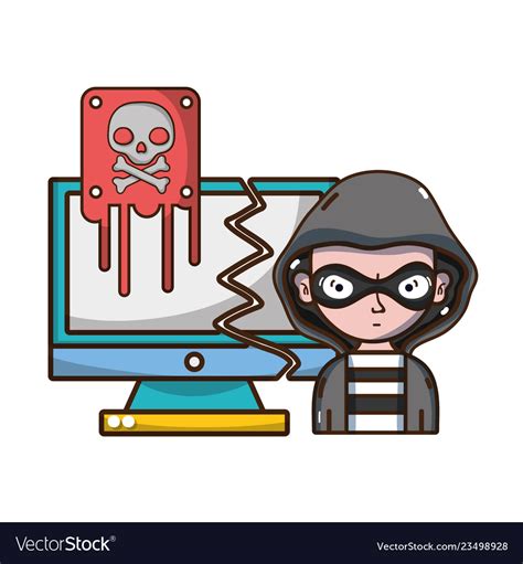 Cybersecurity Threat Cartoons Royalty Free Vector Image